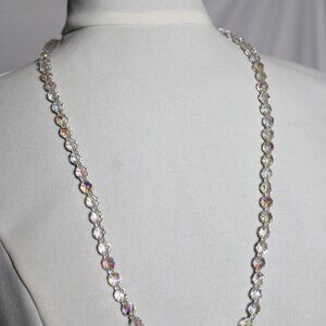 1950's Aurora Borealis Crystal Necklace 30 Inch Vintage